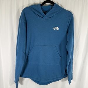 North Face Hoodie Girls Medium Blue Pockets Pullover Cotton Blend